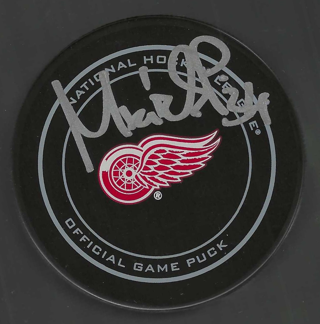 Petr Mrazek Signed Detroit Red Wings Official Game Puck Carolina Hurricanes
