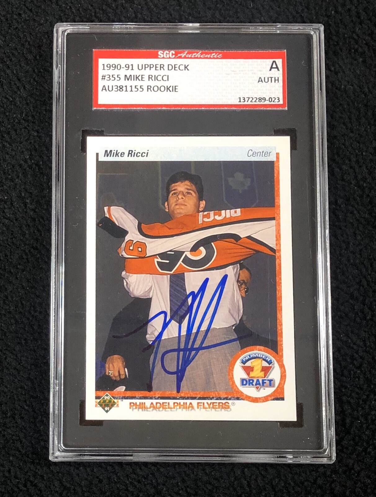 Mike Riccii Signed 1990/91 Upper Deck Rookie Card #355 SGC Authenticated