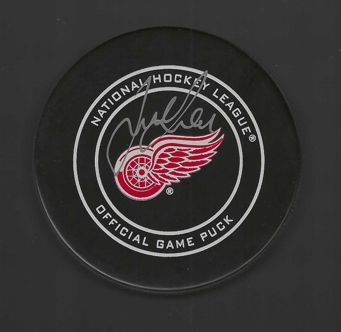 Jacob de la Rose Signed Detroit Red Wings Official Game Puck