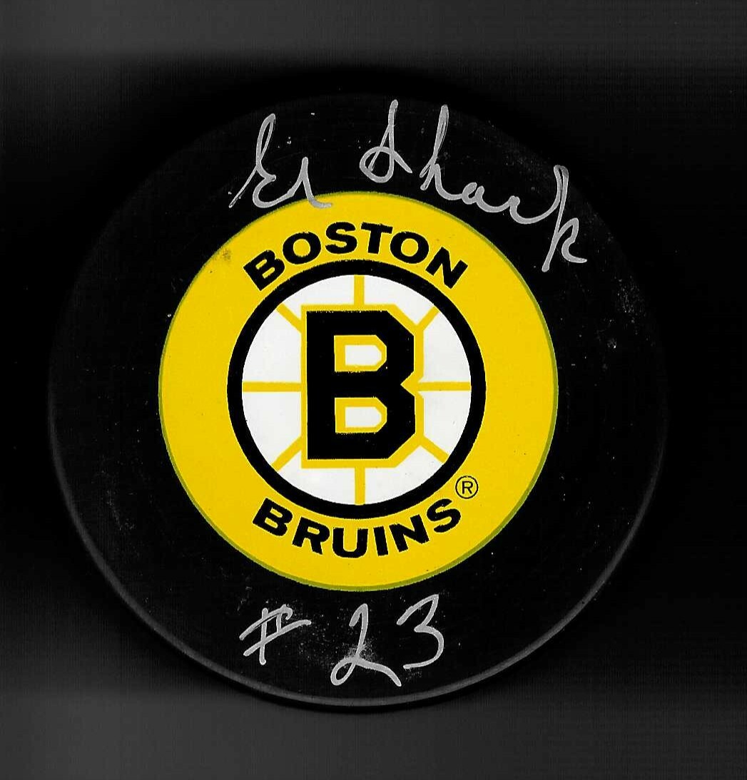 Eddie Shack Signed Boston Bruins Trench Puck