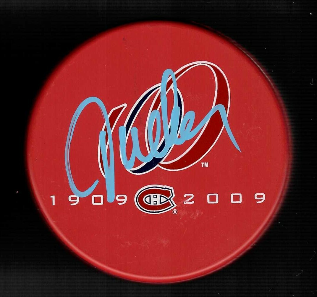Jacques Lemaire Signed Montreal Canadiens Centennial 100th Anniversary Red Puck