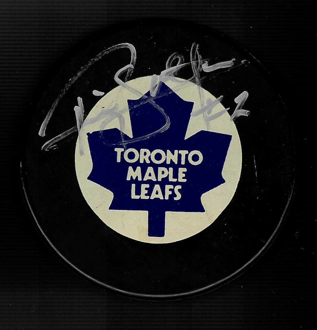 Ric Nattress Signed Toronto Maple Leafs Vintage Puck