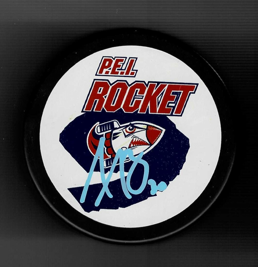 Antoine Bibeau Signed PEI Rocket Puck Colorado Avalanche Toronto Maple Leafs