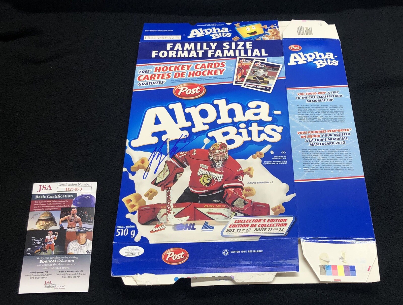 Jordan Binnington Signed Alpha-Bitz Exclusive Cereal Box JSA COA St Louis Blues