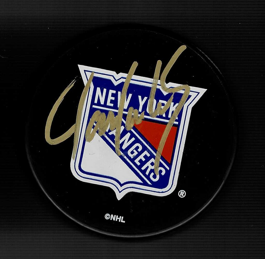 Jamie Lundmark Signed New York Ranger Souvenir Puck
