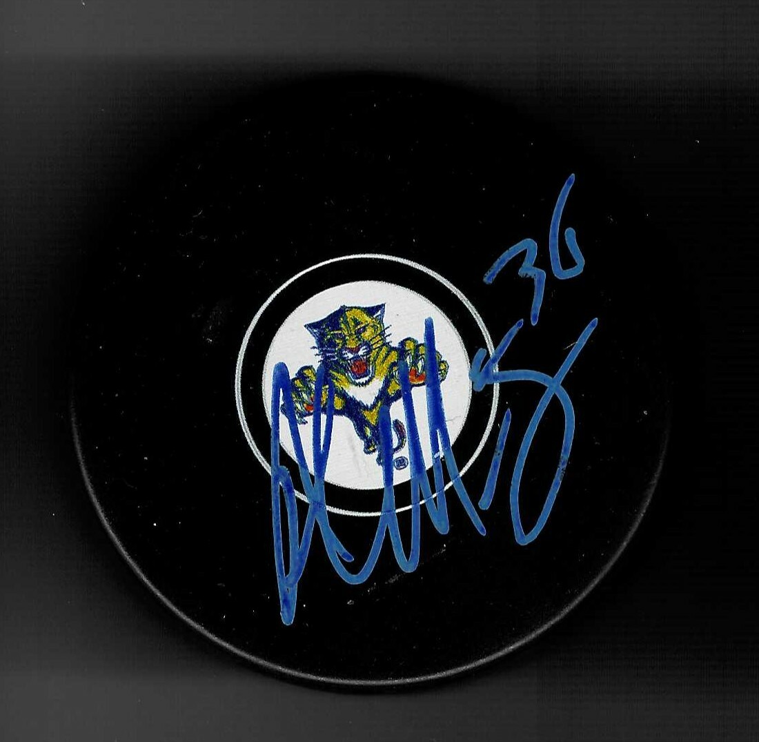 AL MONTOYA SIGNED FLORIDA PANTHERS NEW LOGO PUCK SIGNED IN BLUE COLLECTIBLE MEMORABILIA