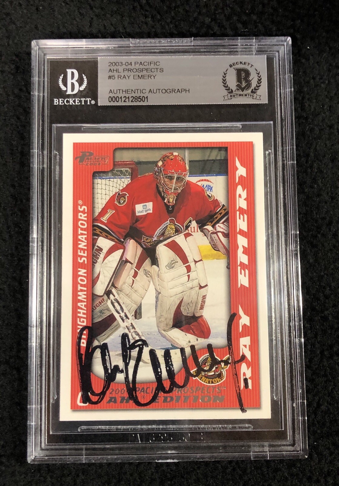 Ray Emery Signed 2003/04 Pacific AHL Prospects Card #5 Beckett Certified