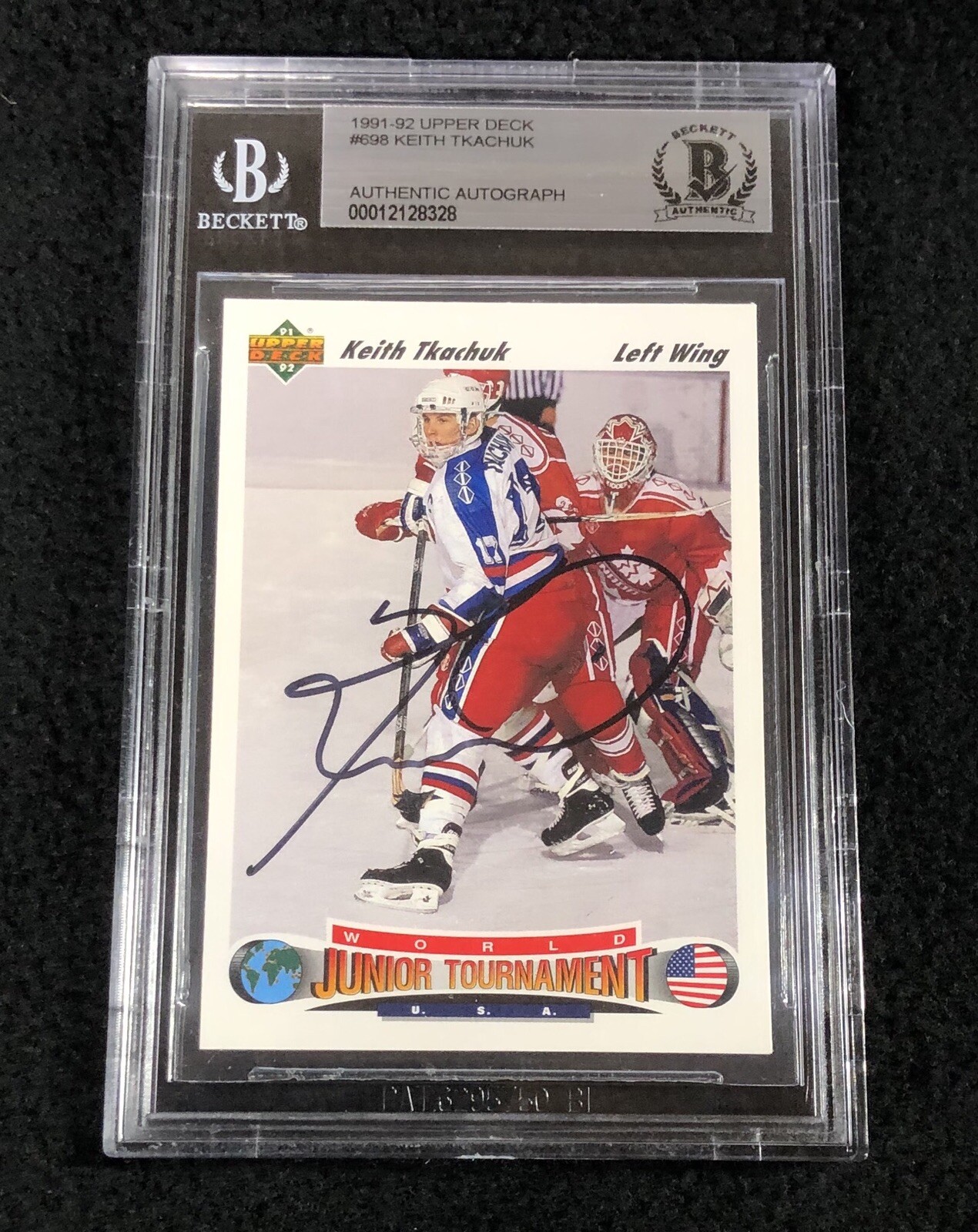 Keith Tkachuk Signed 1991/92 Upper Deck Rookie Card #698  Beckett Certified