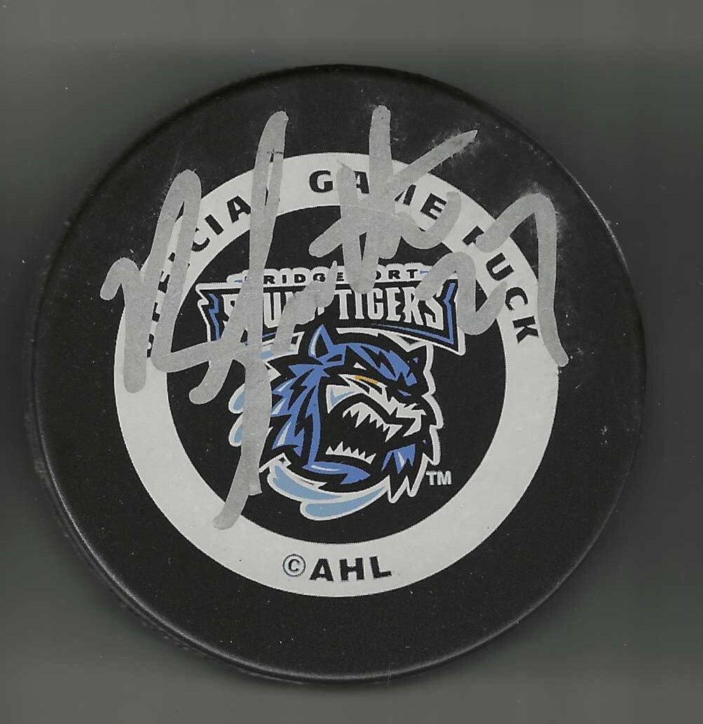 Brandon Smith Signed Bridgeport Sound Tigers Official Game Puck