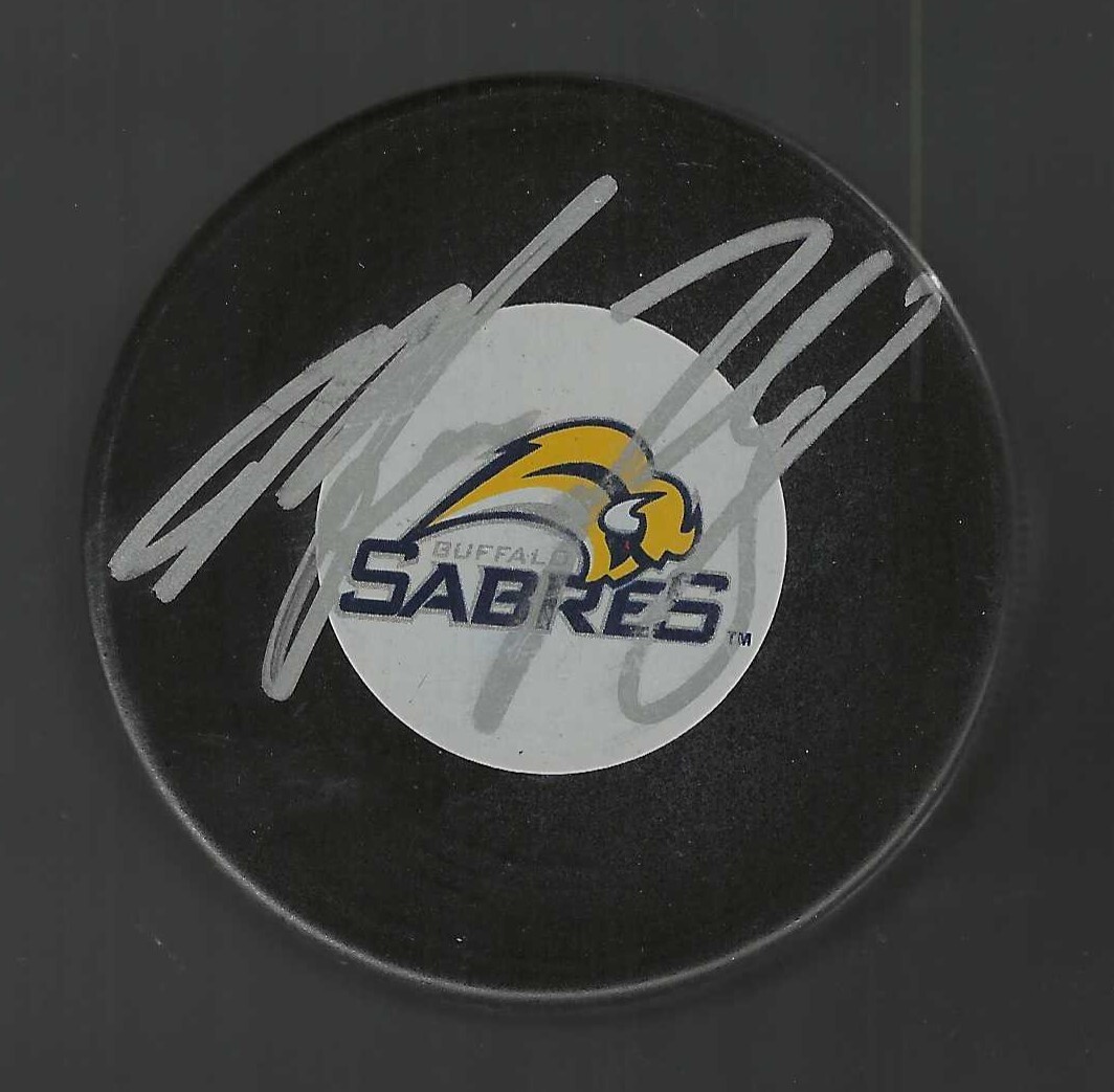 Marcus Foligno Signed Buffalo Sabres Draft Logo Puck