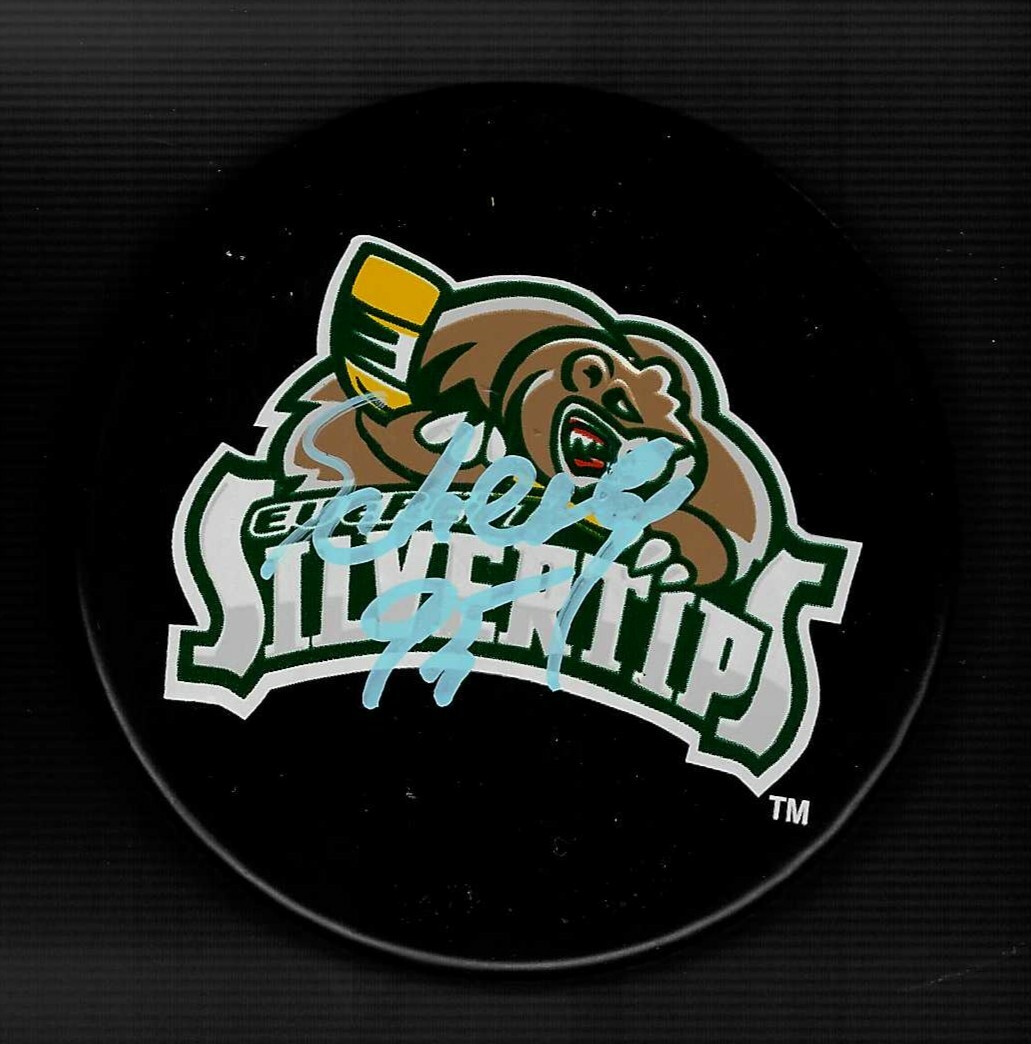 Nikita Scherbak Signed Everett Silvertips Souvenir Puck Montreal Canadiens Kings