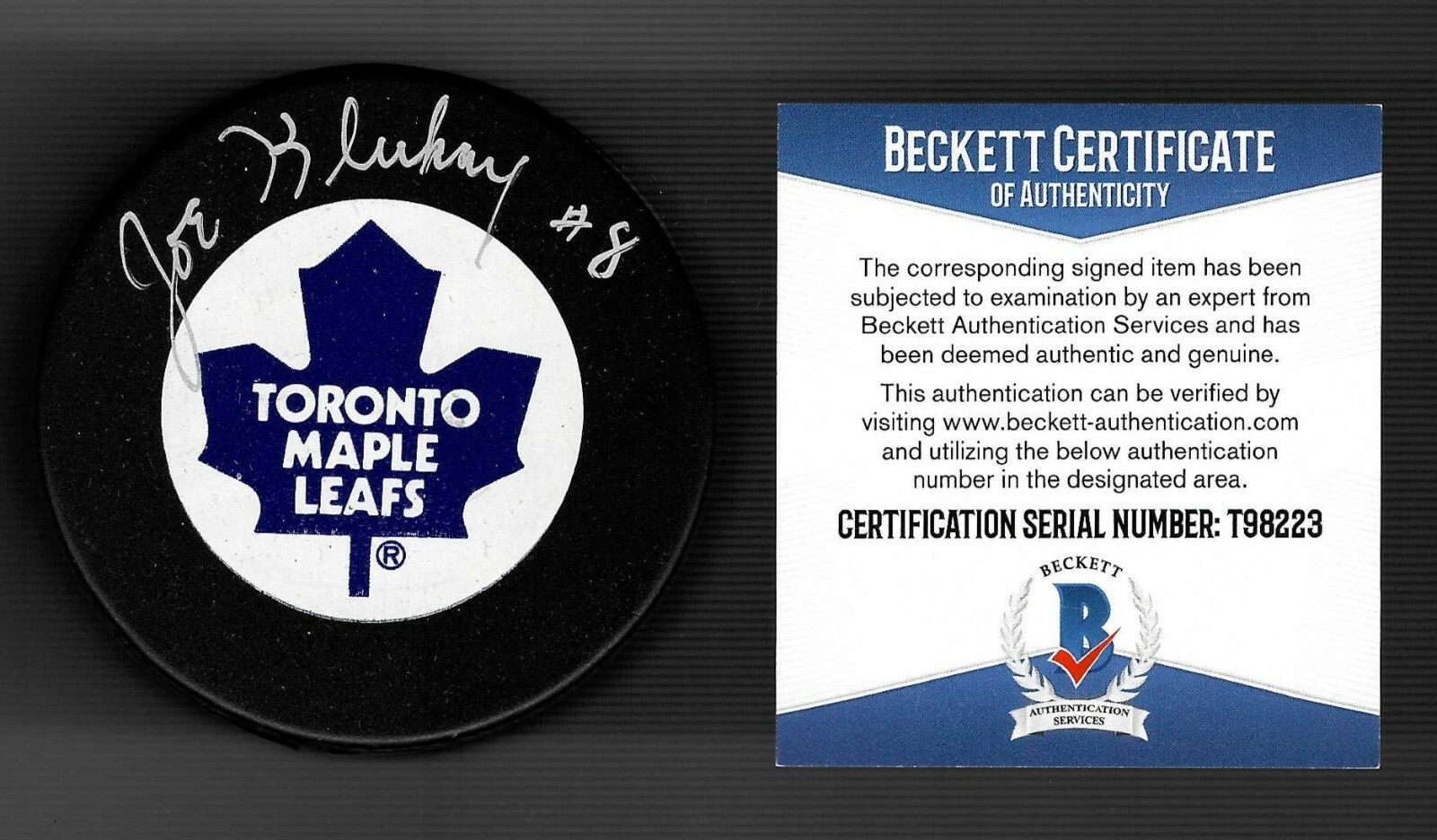Joe Klukay Signed Toronto Maple Leafs Ravens Athletic Puck Beckett COA