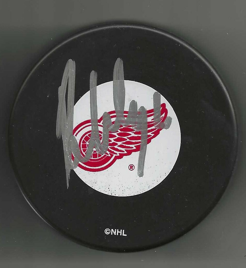 Robert Lang Signed Detroit Red Wings Large Logo Puck