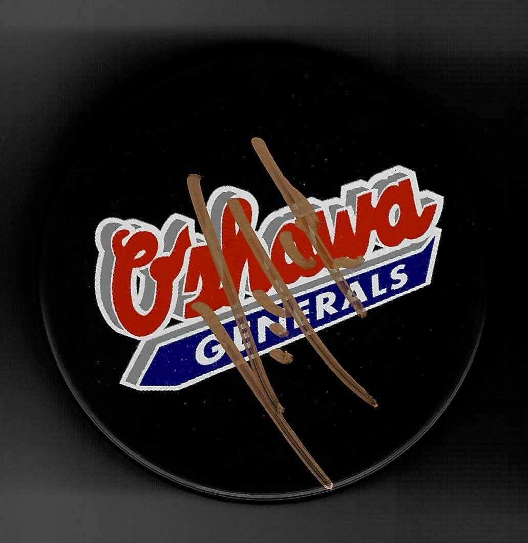 Kirk McLean Signed Oshawa Generals Puck Vancouver Canucks