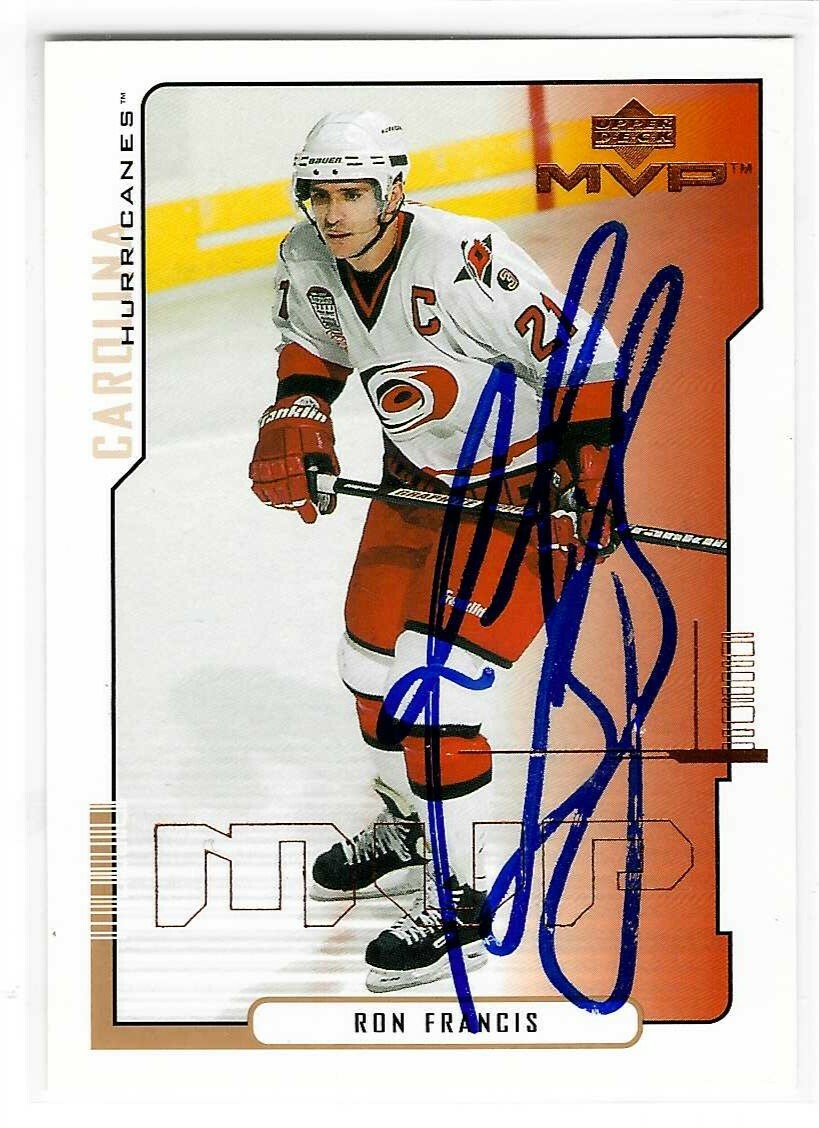 Ron Francis Signed 2000/01 Upper Deck MVP Card #39 Seattle Kraken