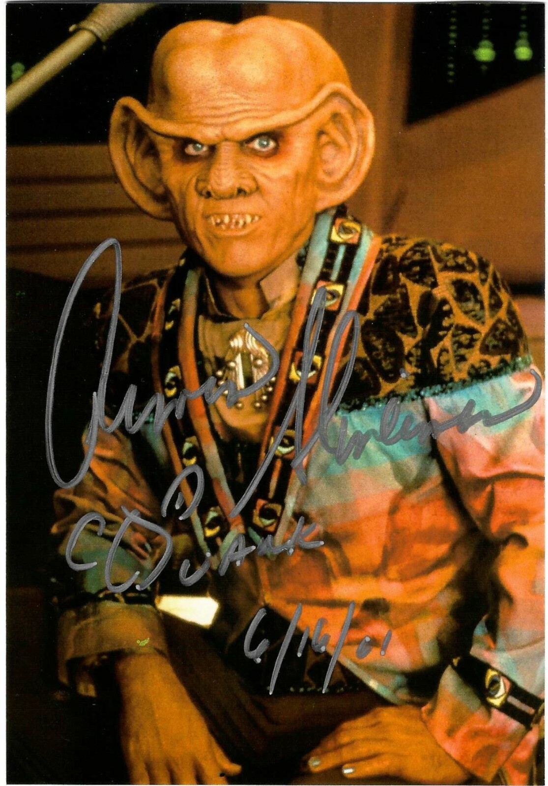 Armin Shimerman Signed & Sketched Star Trek Deep Space Nine Quark Postcard #1