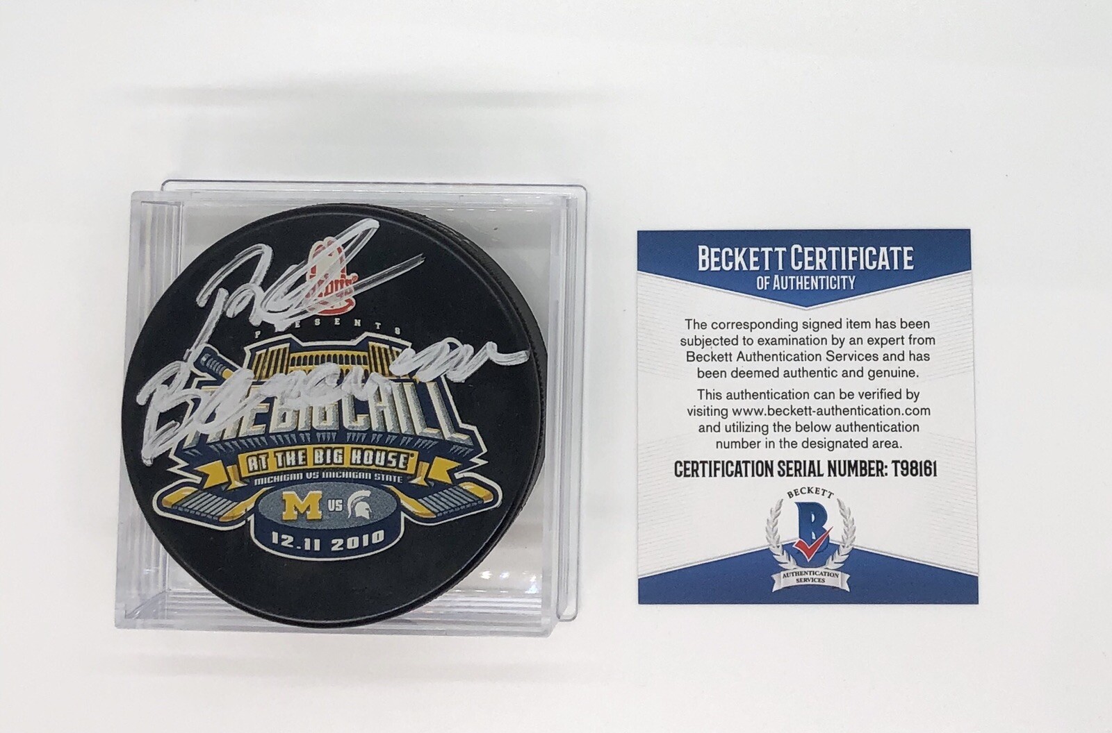 Red Berenson Signed Michigan Wolverines Big Chill Official Game Puck Beckett COA