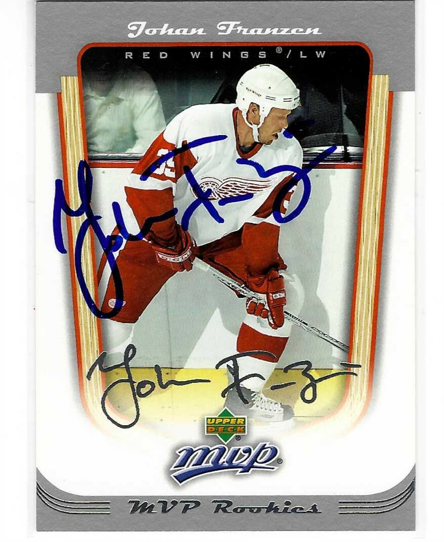 Johan Franzen Signed 2005/06 Upper Deck MVP Rookie Card #421