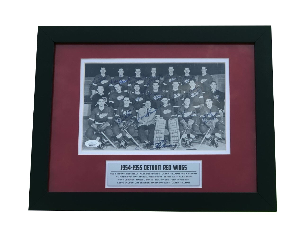 1954/55 DETROIT RED WINGS STANLEY CUP CHAMPIONS 8×10 PHOTO SIGNED BY 16 JSA COA COLLECTIBLE MEMORABILIA