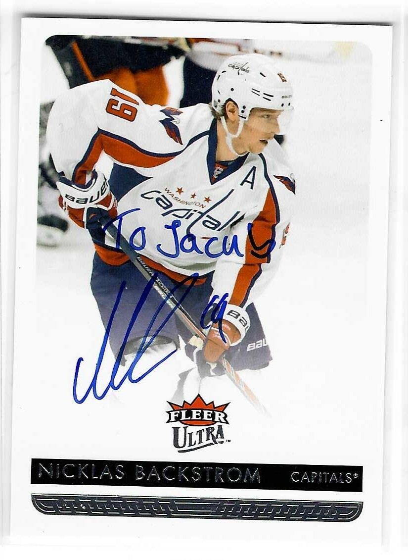 Nicklas Backstrom Signed 2014/15 Fleer Ultra Card #194 Personalized To Jacob