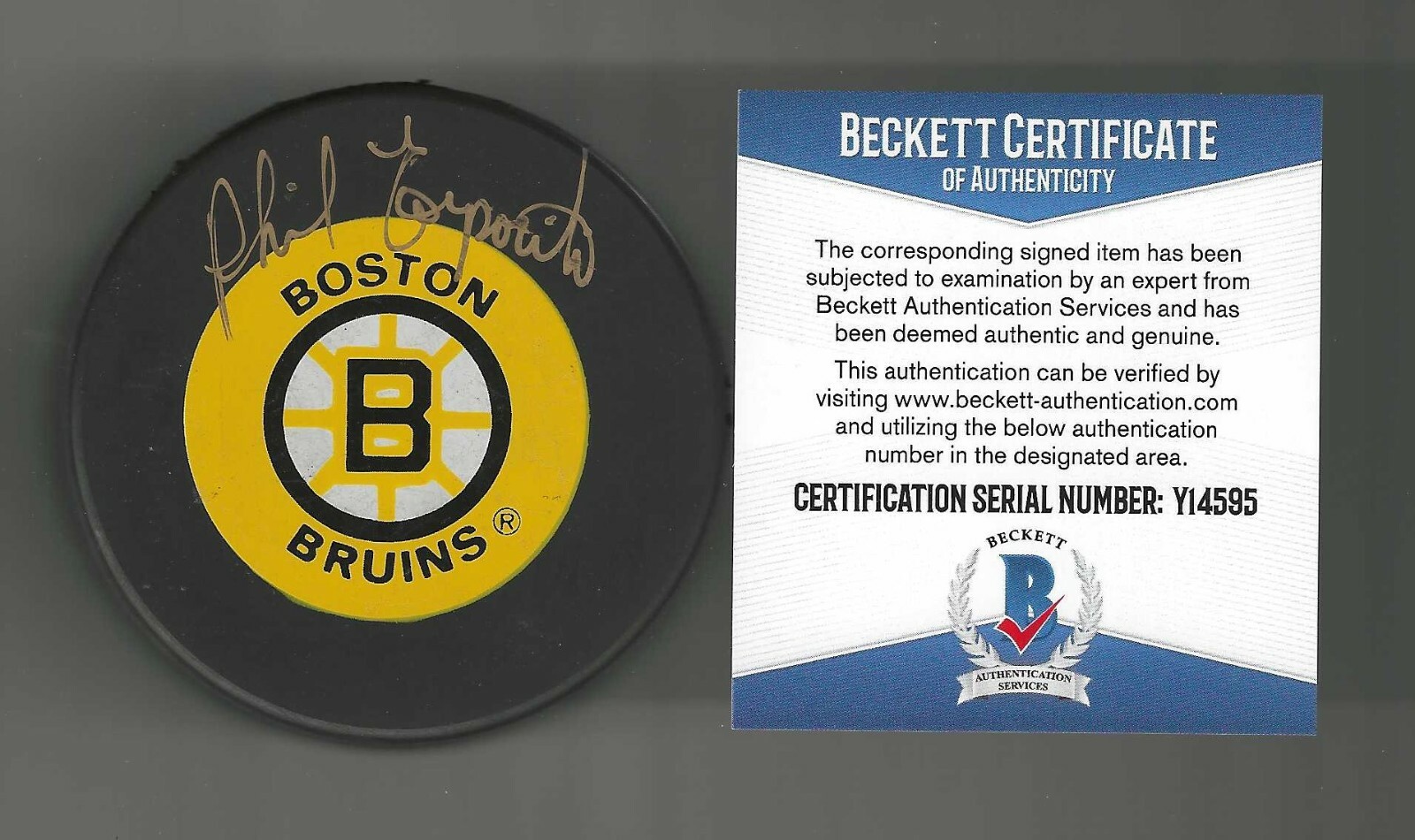 Phil Esposito Signed Boston Bruins Official Game Puck Beckett COA