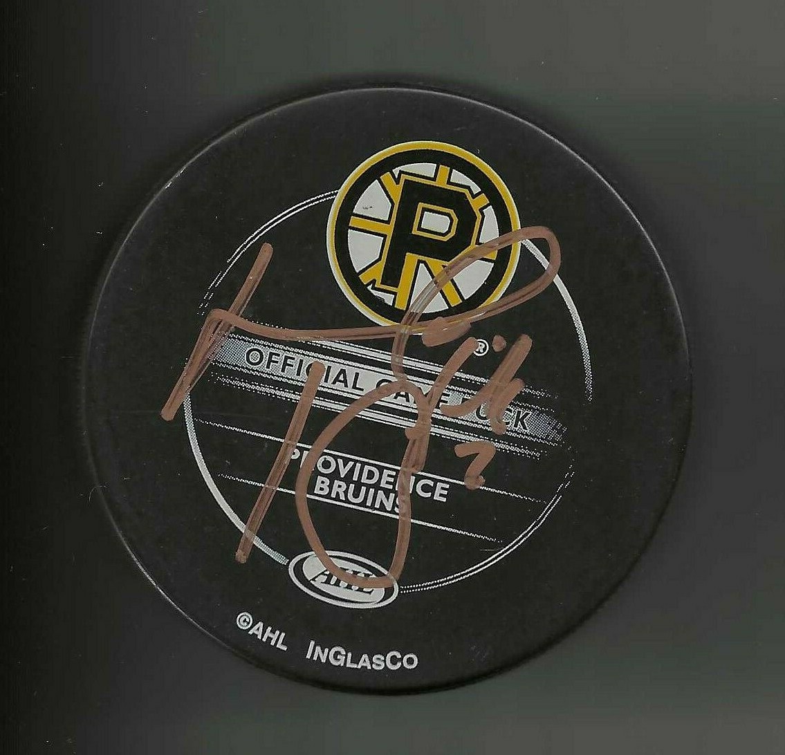 Matt Hunwick Signed Providence Bruins Official Game Puck