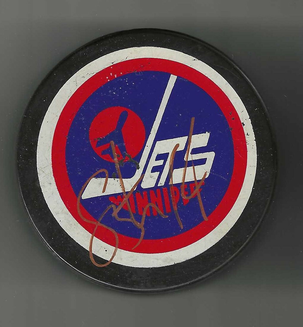 Stu Barnes Signed Vintage Winnipeg Jets Puck
