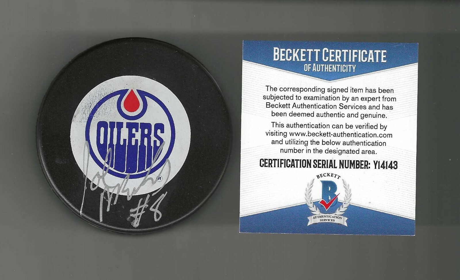 Joe Murphy Signed Edmonton Oilers Official Ziegler Game Puck Beckett COA