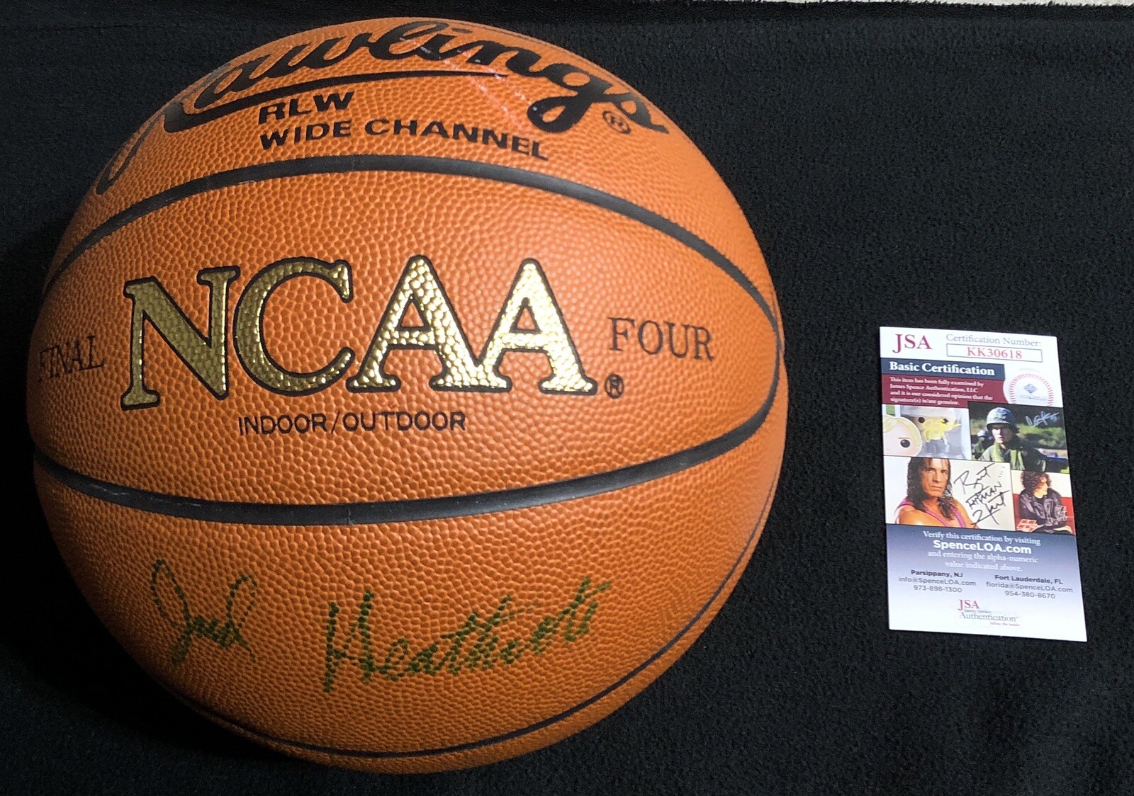 Jud Heathcote Steve Fisher & Denny Crum Signed Rawlings NCAA Basketball JSA COA