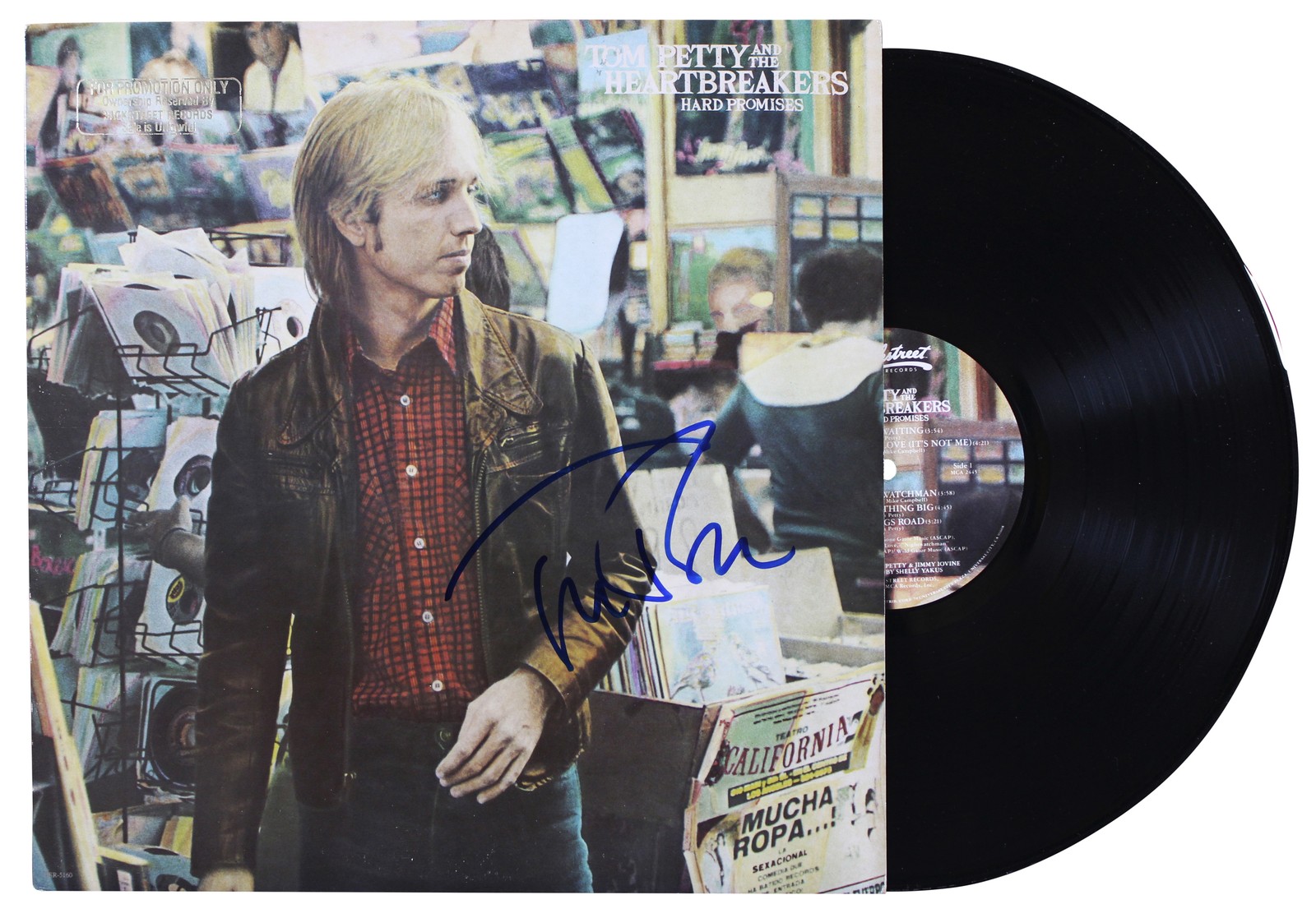 Tom Petty Authentic Signed Hard Promises Album Cover W/ Vinyl BAS #AE02801