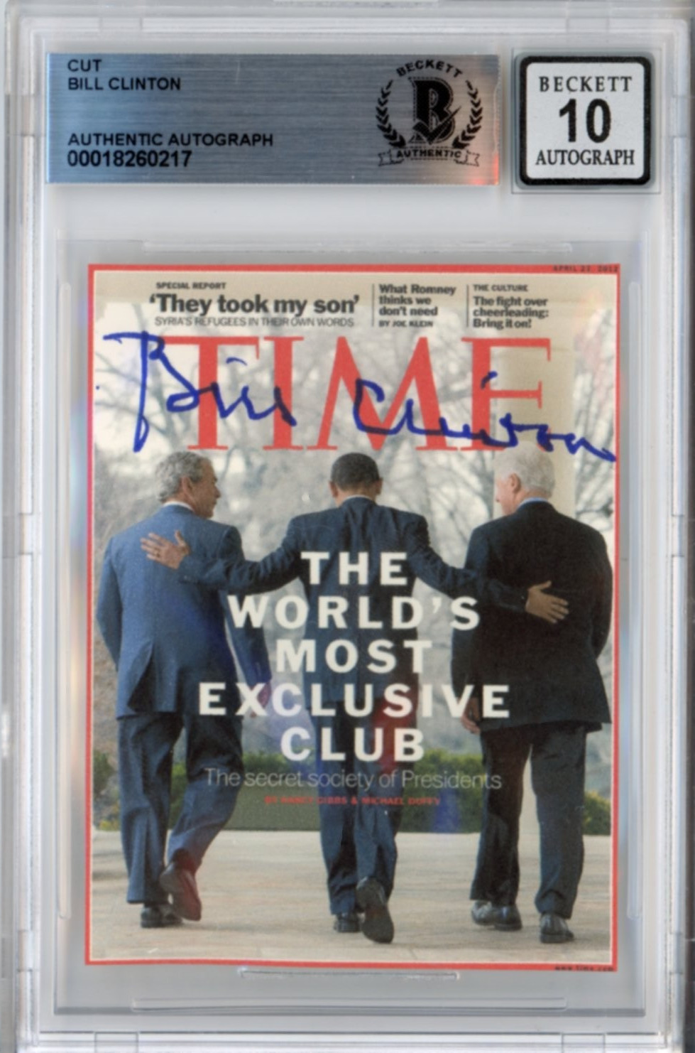 President Bill Clinton SIGNED AUTOGRAPHED Time Magazine Picture BECKETT BAS 10