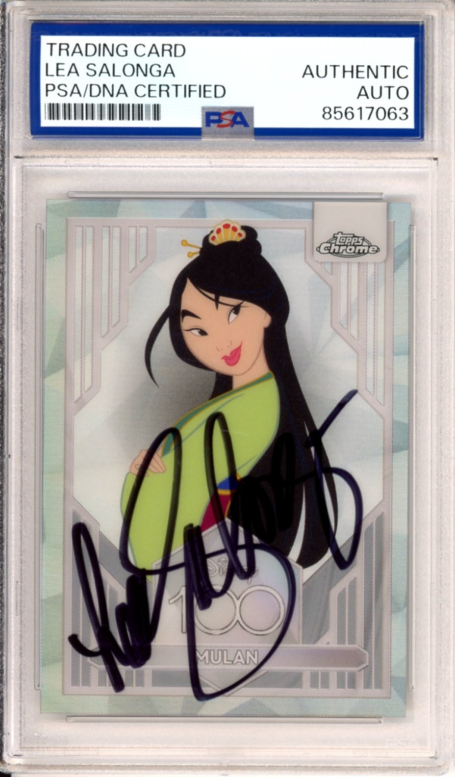 2023 TOPPS CHROME DISNEY REFRACTOR MULAN SIGNED AUTOGRAPH LEA SALONGA PSA DNA