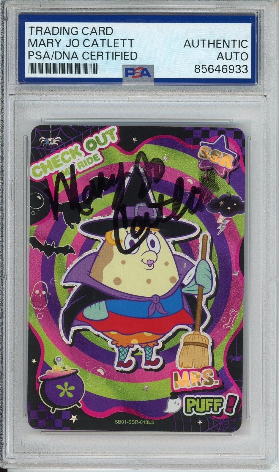 2025 SPONGEBOB SQUAREPANTS MRS PUFF RARE CARD SIGNED MARY JO CATLETT PSA DNA COA