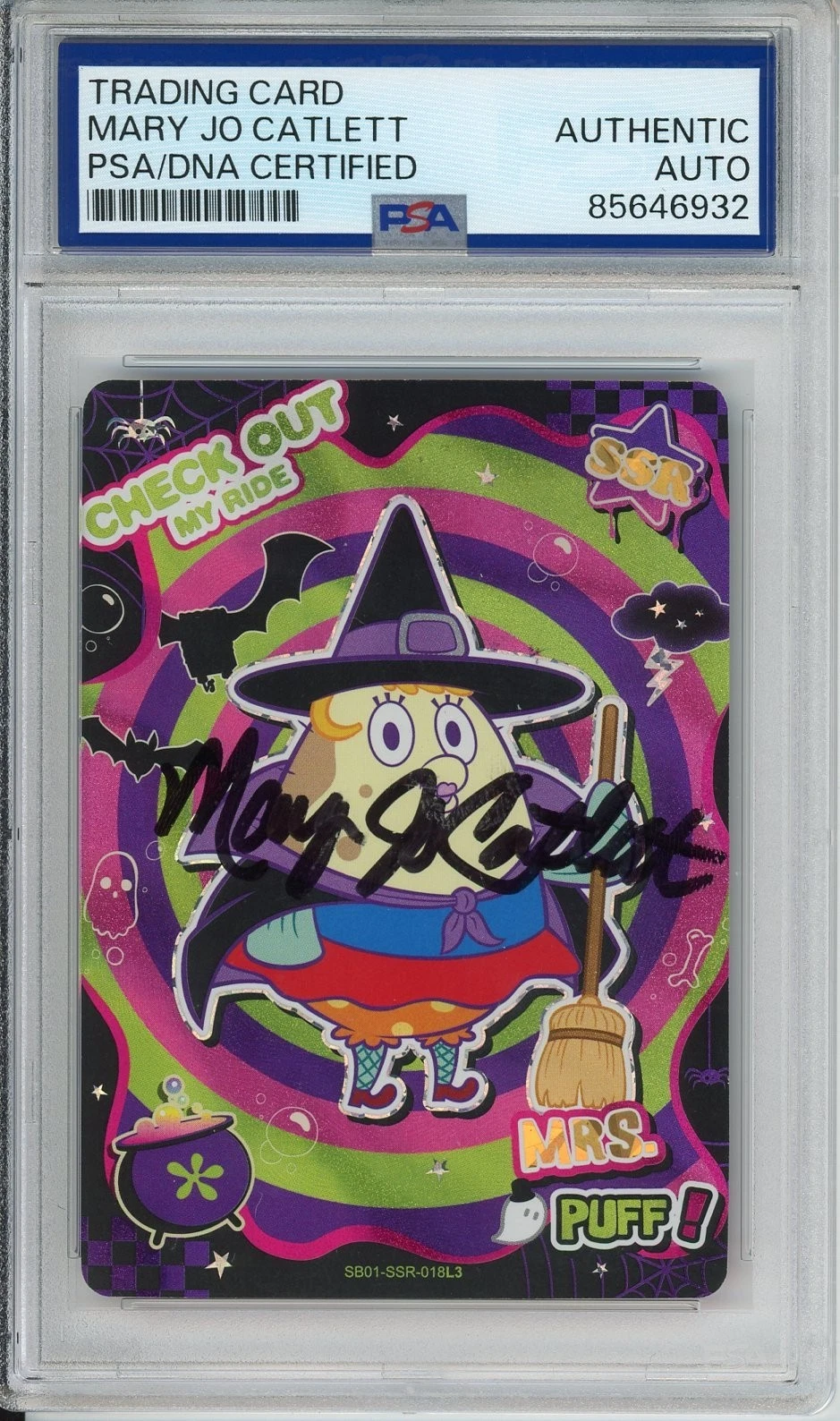 2025 SPONGEBOB SQUAREPANTS MRS PUFF RARE CARD SIGNED MARY JO CATLETT PSA DNA COA