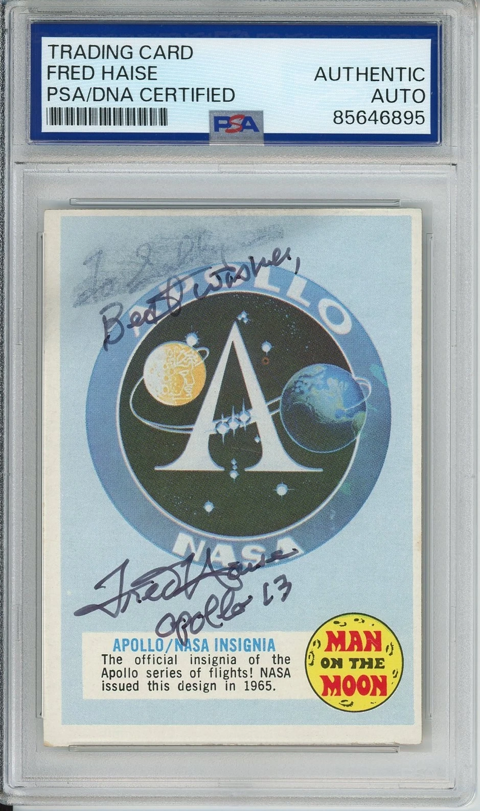 1969 TOPPS MAN ON THE MOON FRED HAISE APOLLO 13 SIGNED PSA DNA COA AUTOGRAPH COLLECTIBLE MEMORABILIA