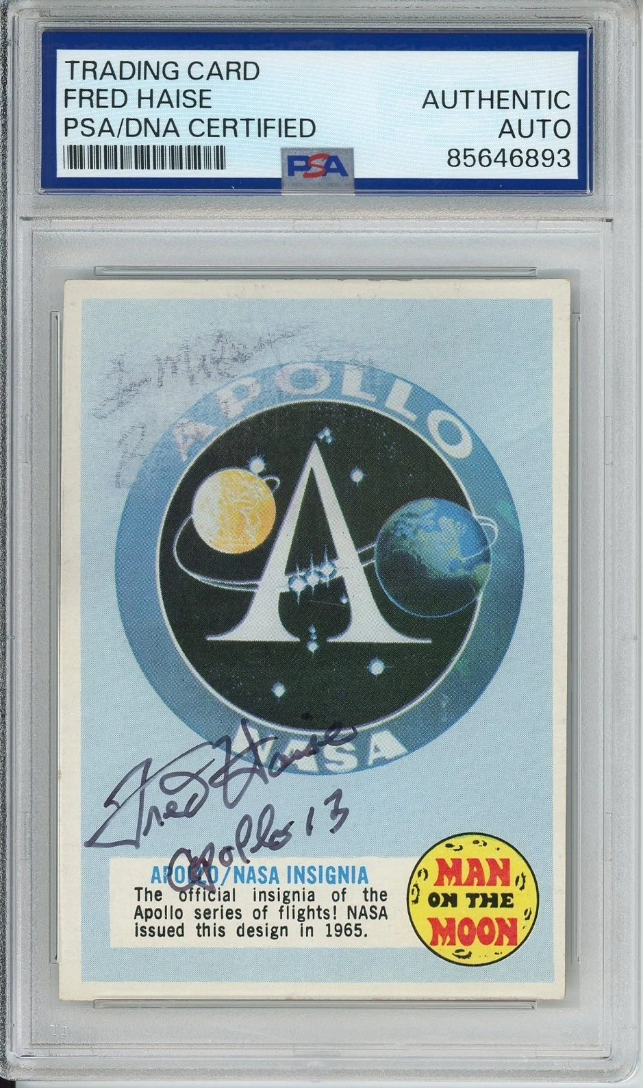 1969 TOPPS MAN ON THE MOON FRED HAISE APOLLO 13 SIGNED PSA DNA COA AUTOGRAPHED COLLECTIBLE MEMORABILIA