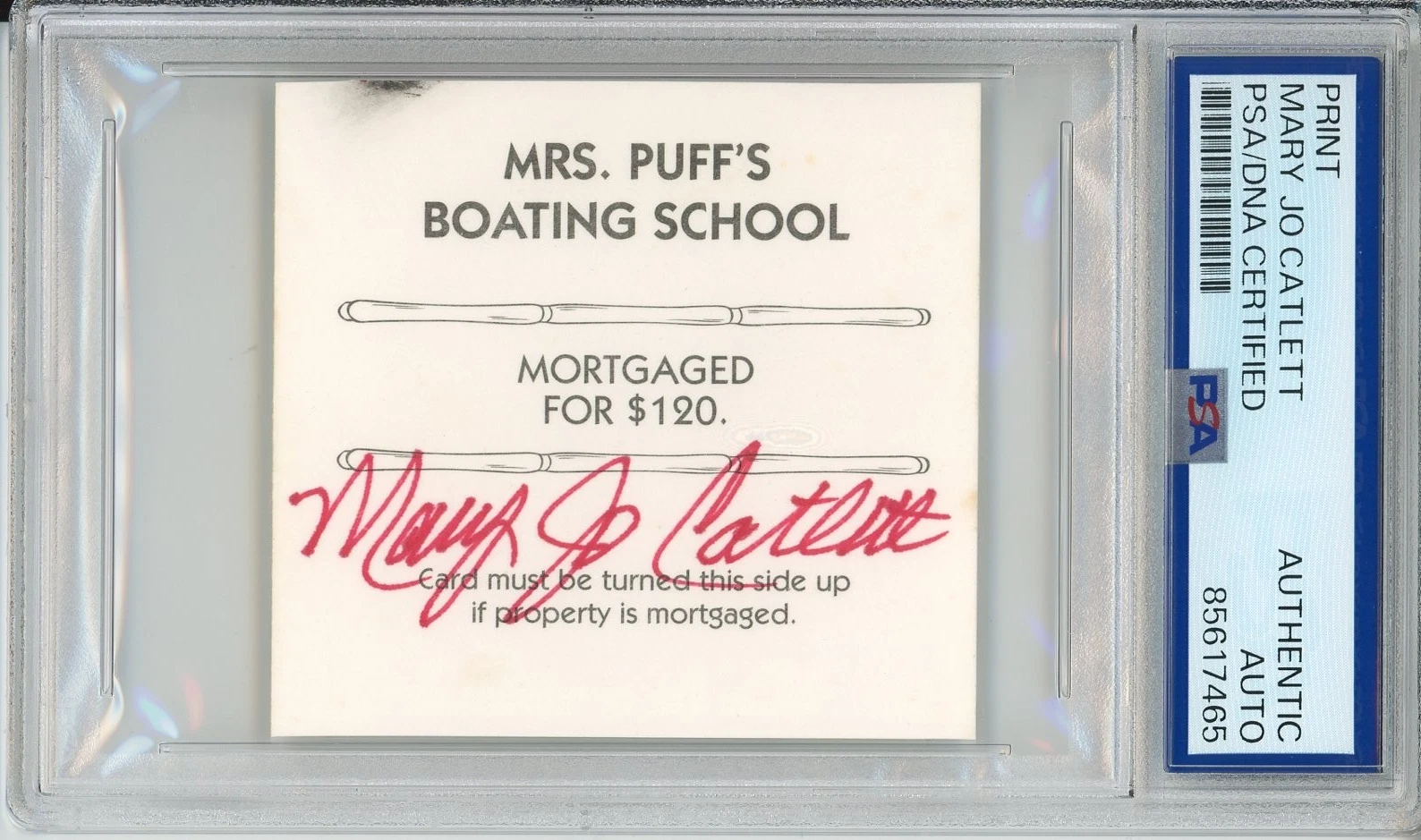 SPONGEBOB SQUAREPANTS MRS PUFF MONOPOLY CARD SIGNED MARY JO CATLETT PSA DNA COA