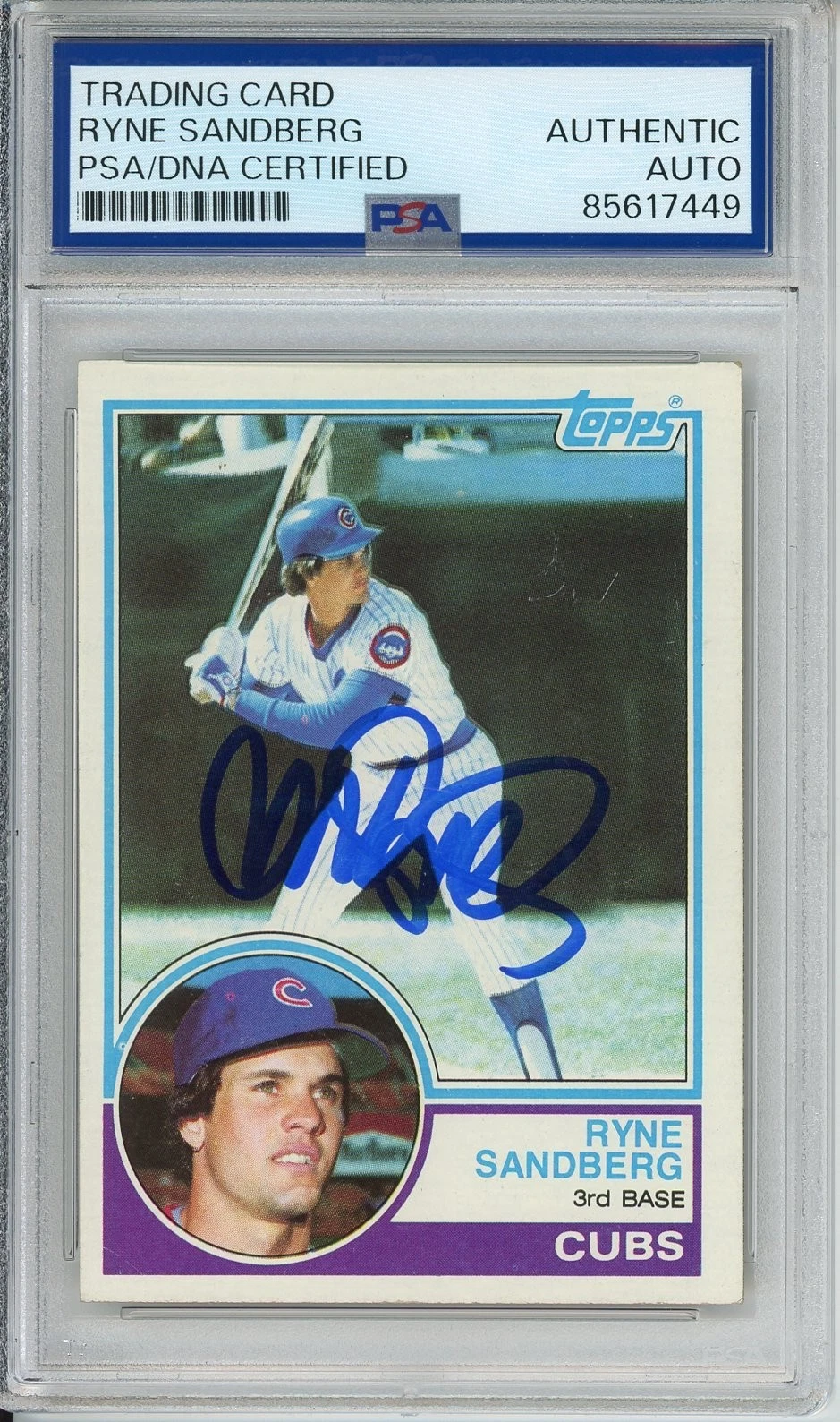 1983 83 TOPPS RYNE SANDBERG SIGNED HOF RC ROOKIE CUBS PSA DNA COA AUTOGRAPHED