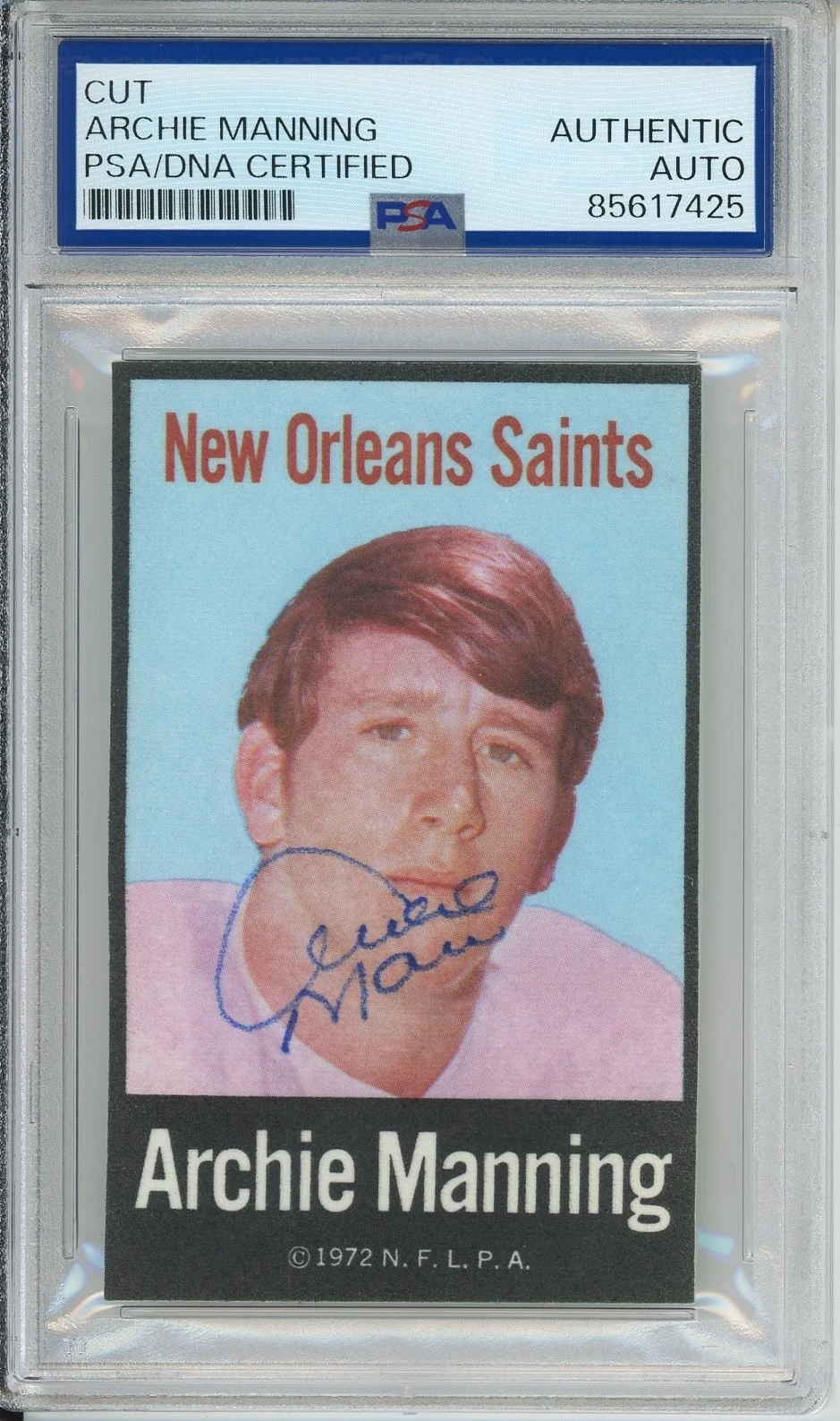 1972 NFLPA FABRIC CLOTH SIGNED ARCHIE MANNING HOF RC CARD PSA DNA COA AUTOGRAPH