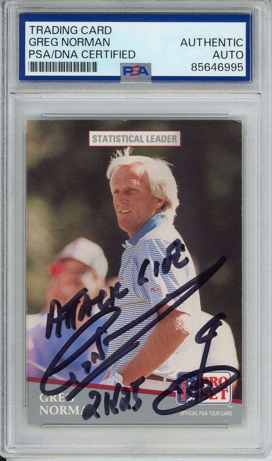 1991 PRO SET PGA TOUR GOLF GREG NORMAN SIGNED PSA DNA COA CERTIFIED AUTOGRAPHED