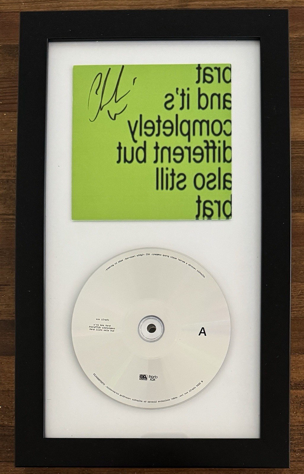 Charli XCX SIGNED BRAT Album Art Card Cover & CD PSA DNA COA Autographed FRAMED