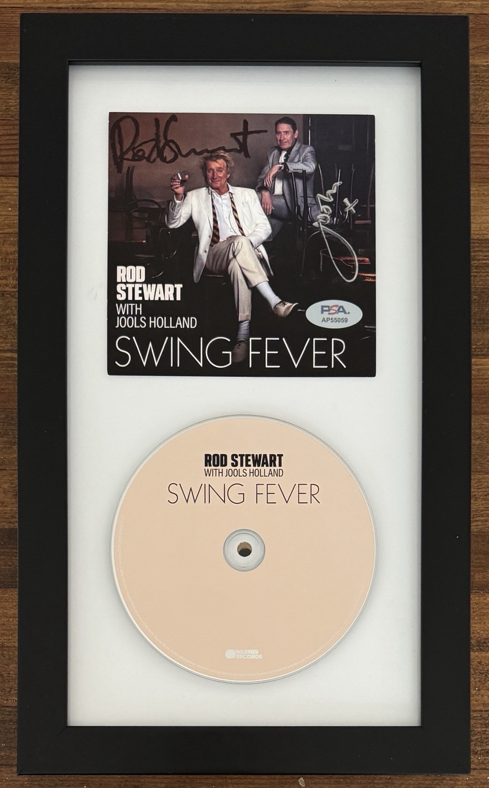 FRAMED SIGNED Rod Stewart Jools Holland Swing Fever Cover Card & CD PSA DNA COA