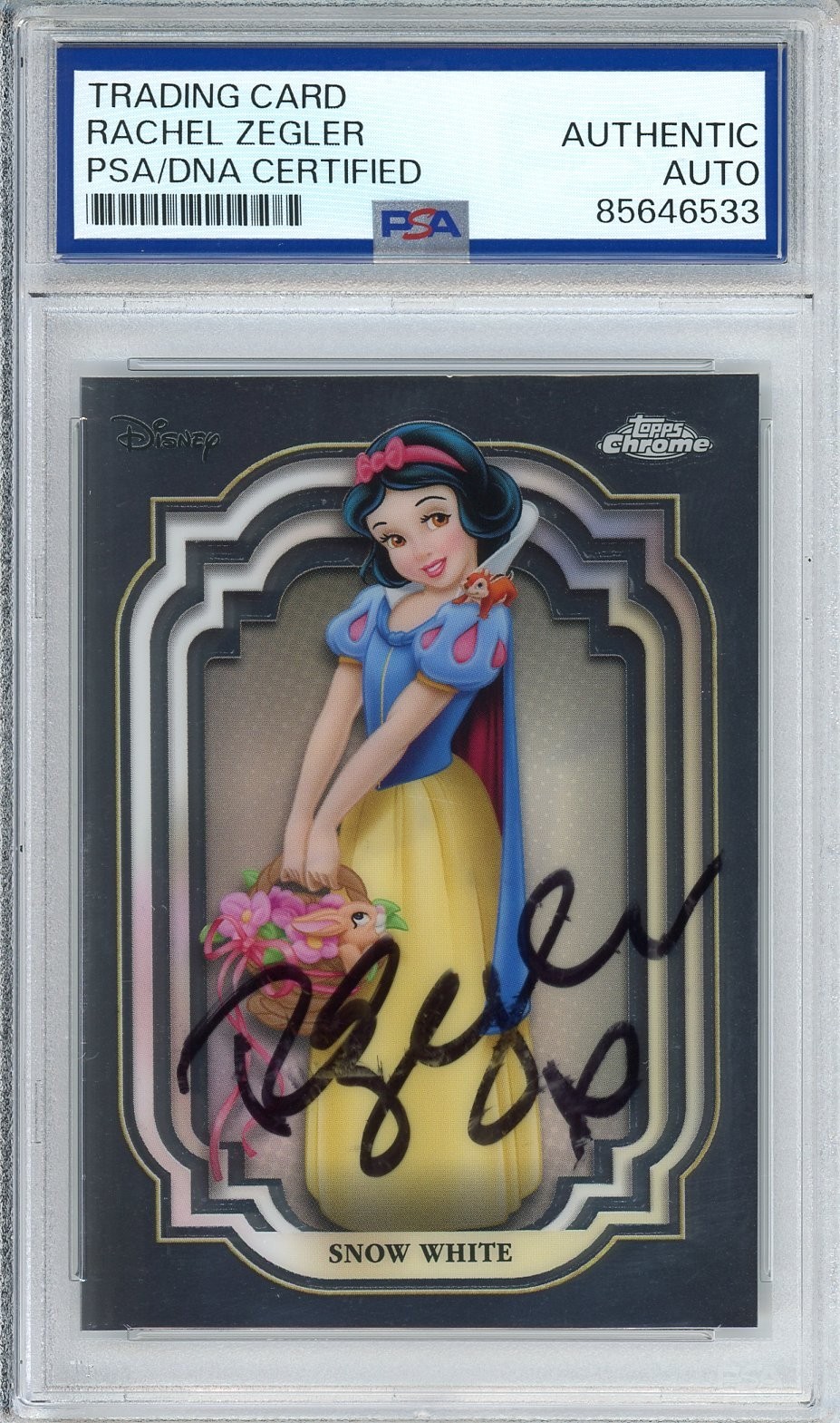 2024 DISNEY TOPPS CHROME SNOW WHITE CARD SIGNED BY RACHEL ZEGLER PSA DNA COA