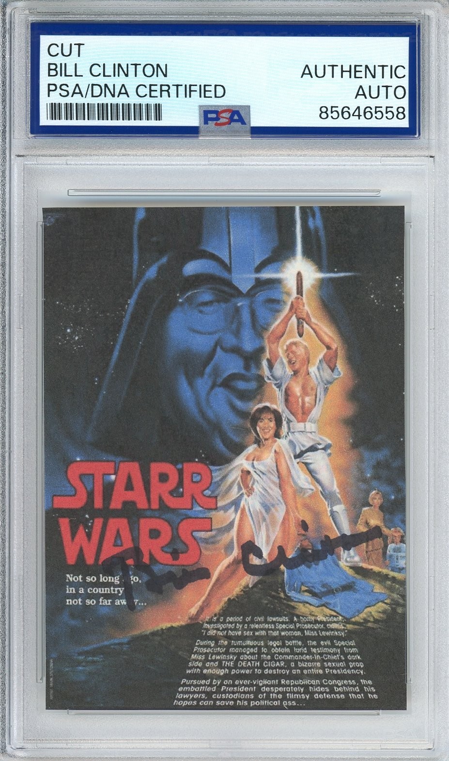 President Bill Clinton SIGNED Star Wars Parody Monica Lewinsky Cut PSA DNA COA