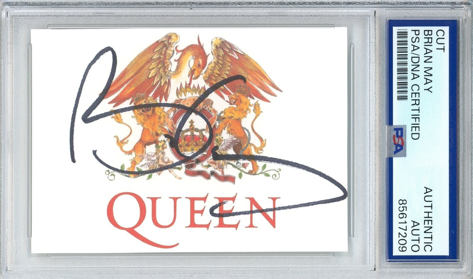 Brian May of Queen SIGNED Guitar Band Logo Picture Cut PSA DNA COA Autographed
