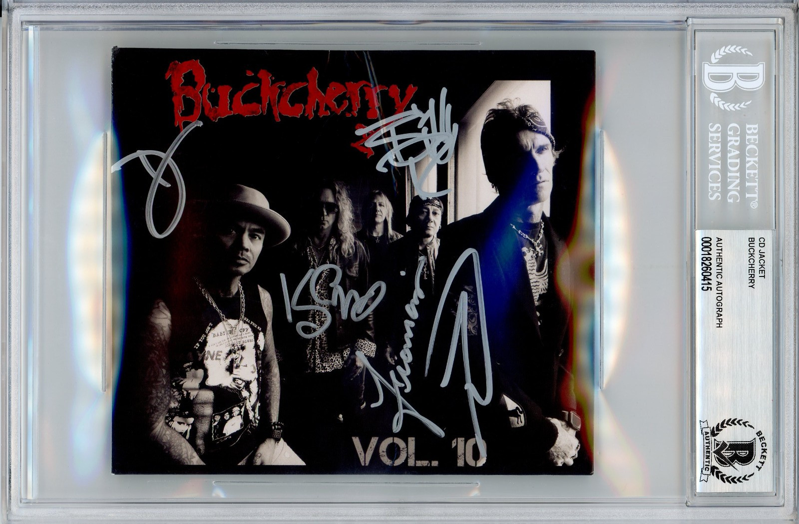 BUCKCHERRY FULL BAND SIGNED AUTOGRAPHED VOLUME 10 CD COVER BECKETT BAS COA