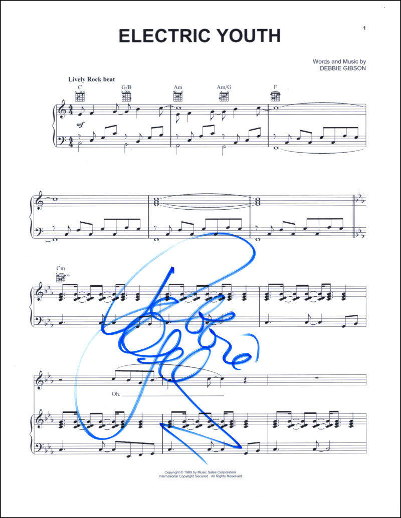 Debbie Gibson Signed Autograph Electric Youth Sheet Music - Beautiful 80's Star