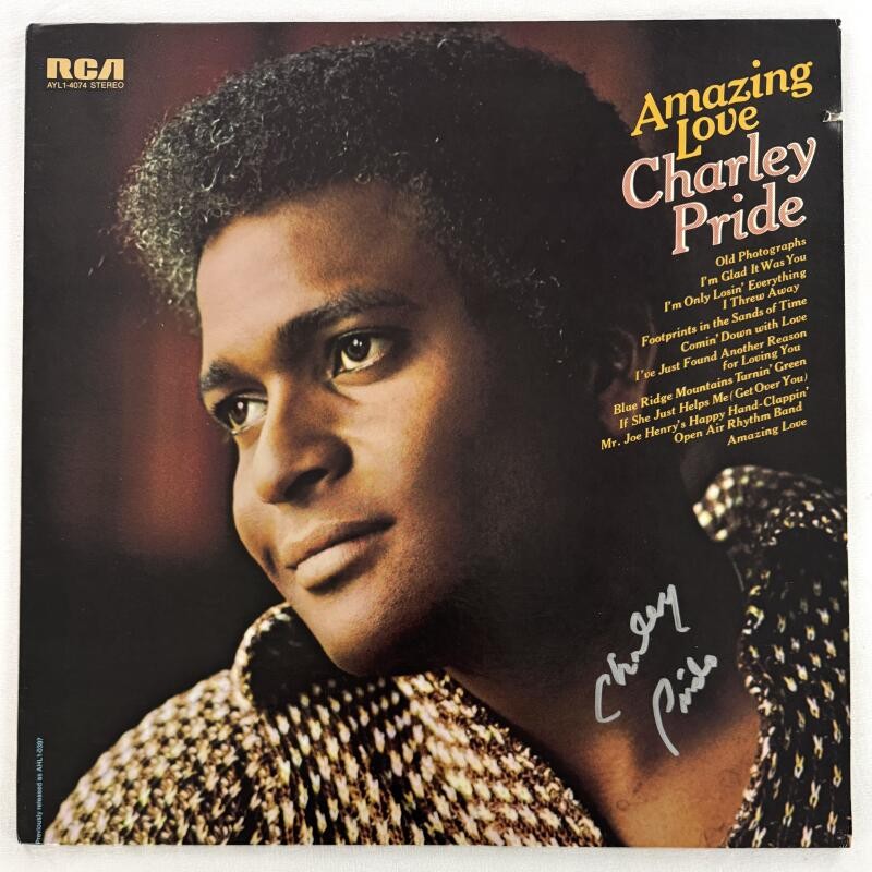 Charley Pride Signed Autograph Album Vinyl Record LP - Amazing Love Beckett COA