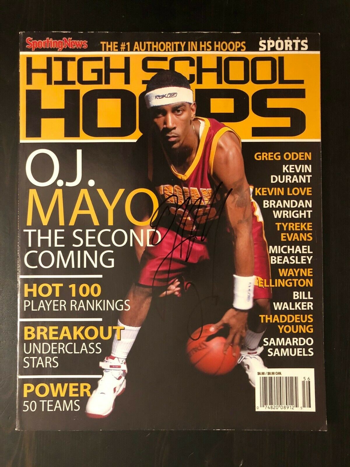 OJ MAYO SIGNED AUTOGRAPH HIGH SCHOOL SPORTS MAGAZINE - USC TROJANS, DALLAS MAVS
