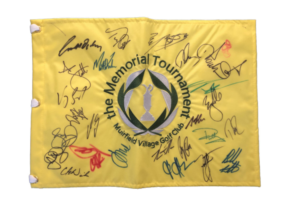 MEMORIAL TOURNAMENT FIELD FLAG SIGNED AUTOGRAPH A - VIJAY SINGH, BUBBA WATSON ++